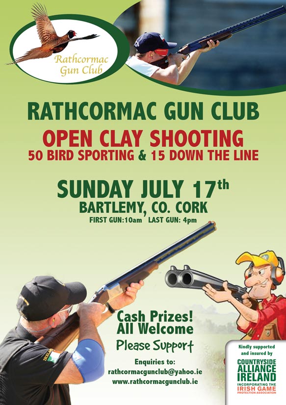 Rathcormac Gun Club are holding an Open Clay Shoot on Sunday July 17th 